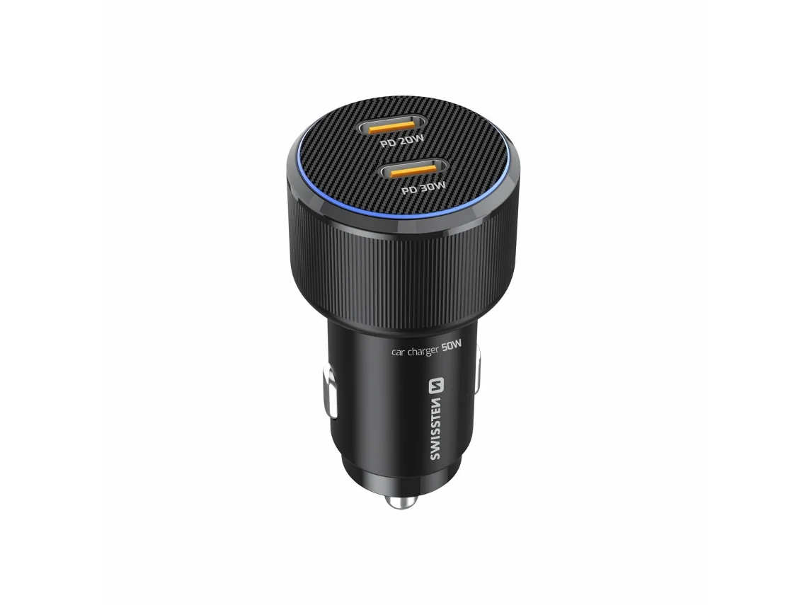 Carregador Auto SWISSTEN  50W com 2x USB-C PD - 1x USB-C 30W -  1x USB-C 20W