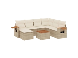 Conjunto de 8 Sofás para Jardim com Almofadões Vime Pe Bege MAISON EXCLUSIVE (8 pcs)