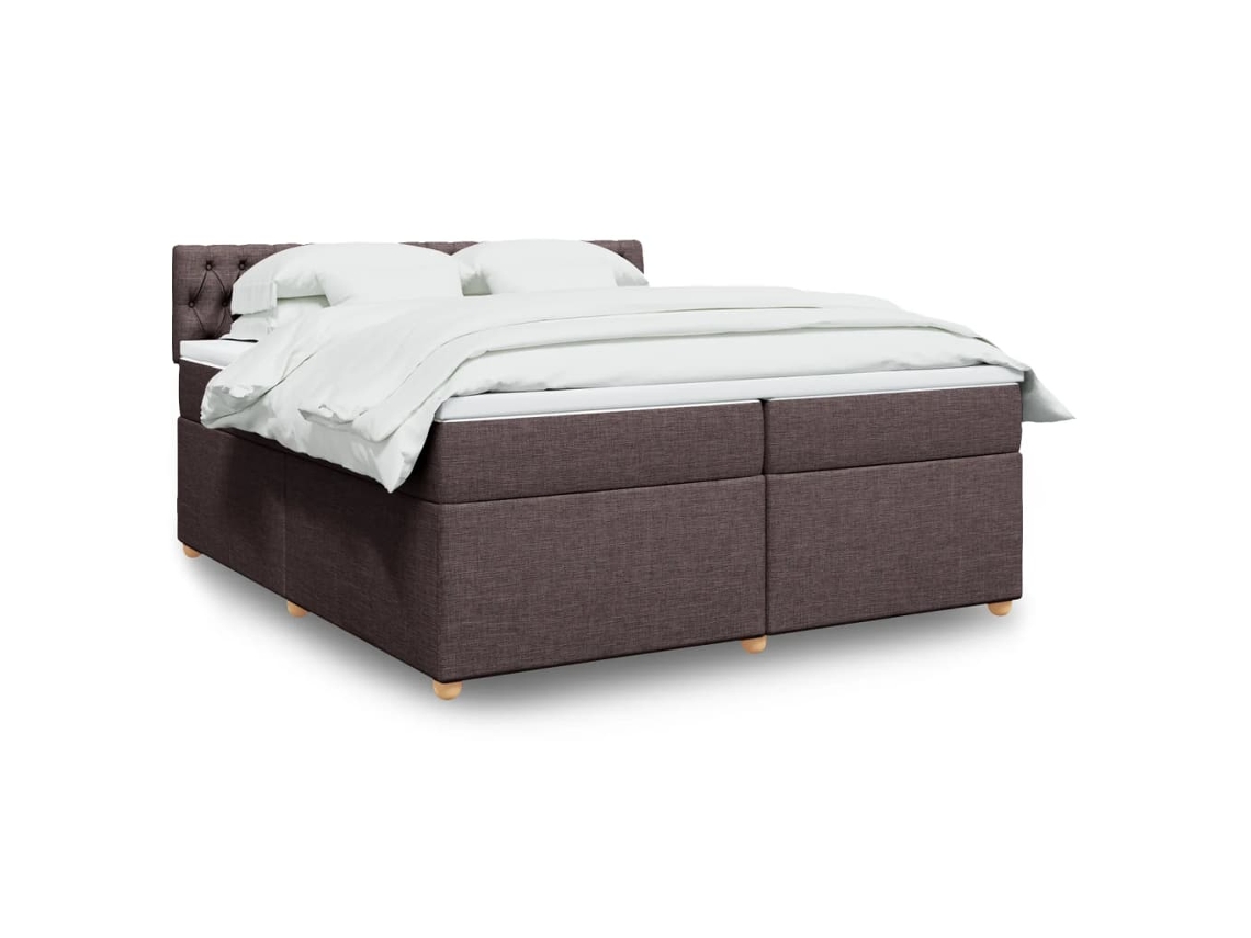 Vidaxl Cama Com Molas/colchão 200x200 Cm Tecido Castanho-escuro