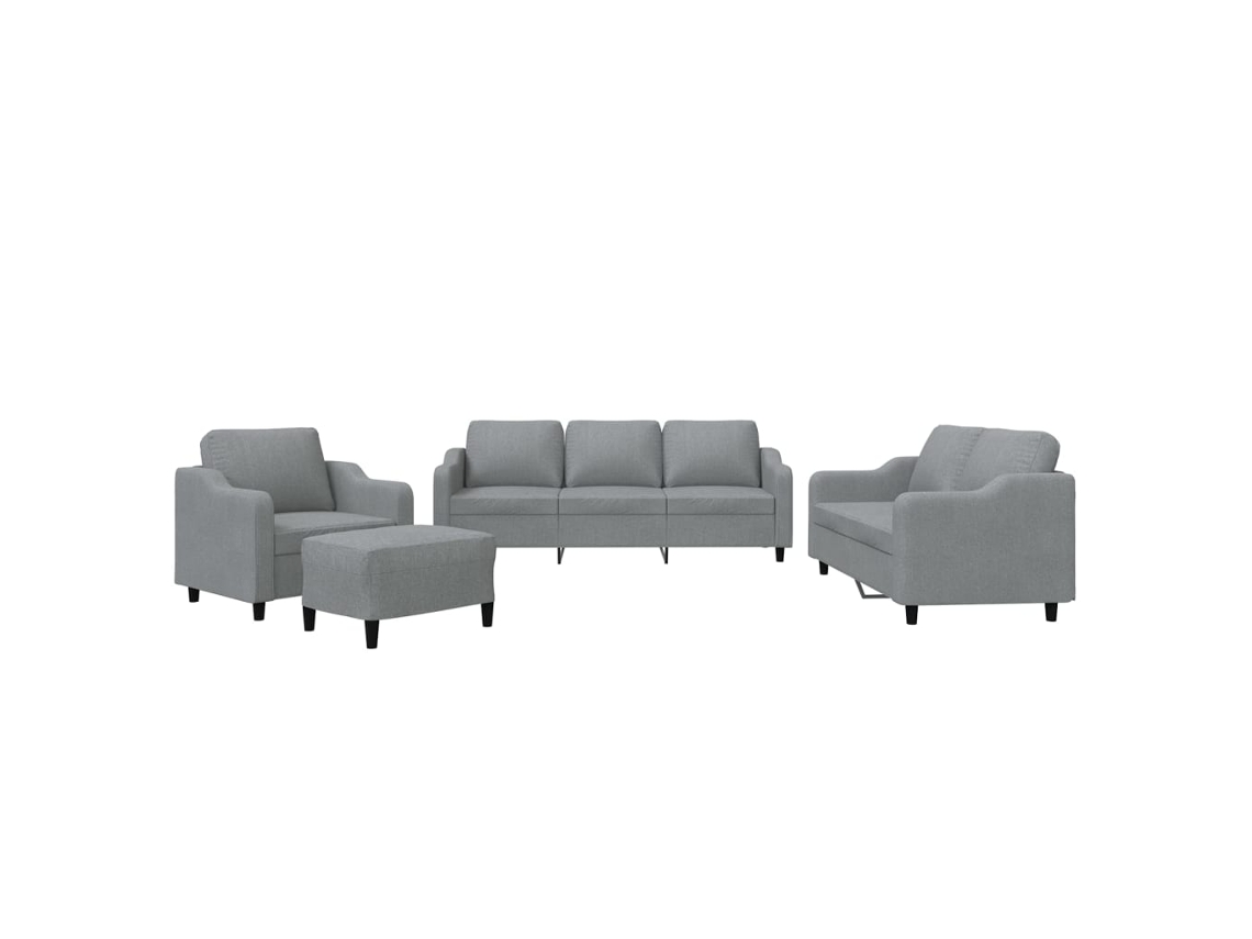 Maison Exclusive - 4 Pcs Conjunto De Sofás Com Almofadões Tecido Cinzento-claro