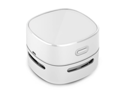 Mini Aspirador de Secretária Branco Recarregável, Baixo Consumo, Autonomia 400min, Bico 360°, para Teclado, Casa, Escola e Escritório.