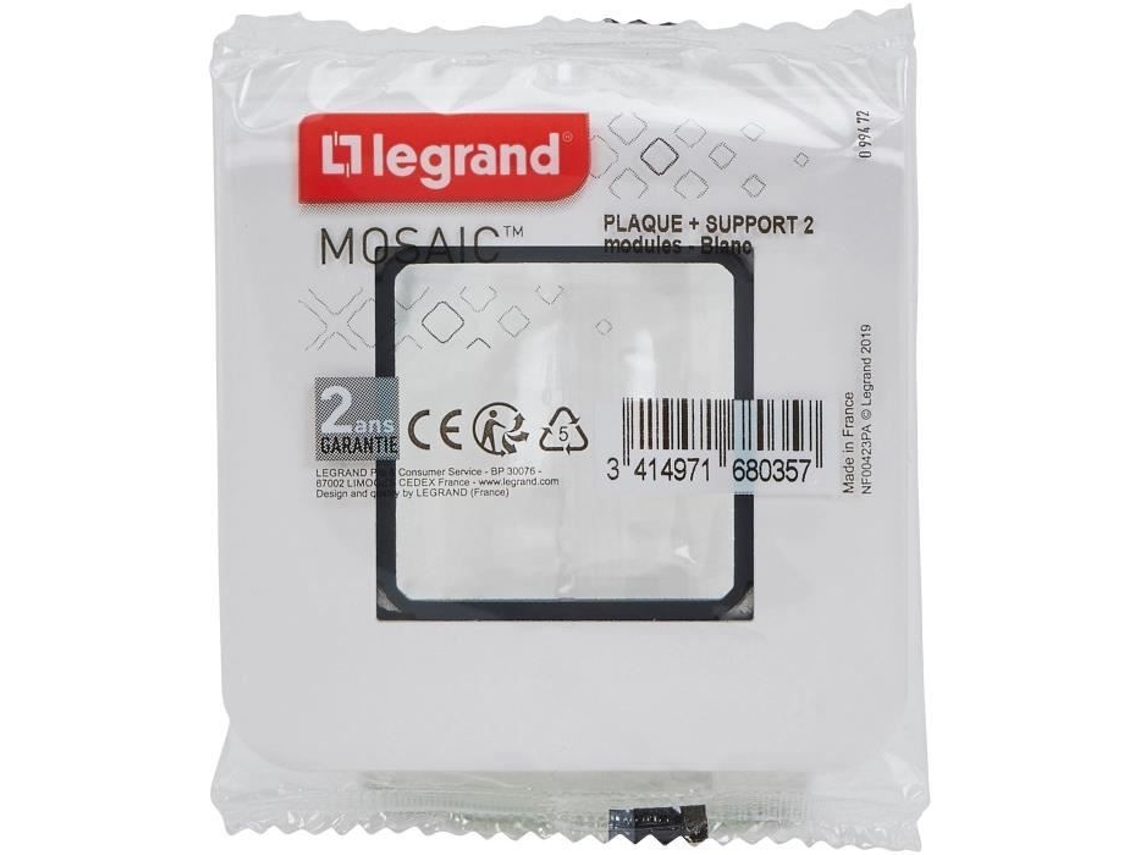 Placa Suporte Parafuso Mosaico 2 Módulos Branco Legrand