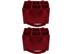 Nuobesty De 2 Porta-garrafas Em Feltro Vermelho Com Alça Para Garrafas