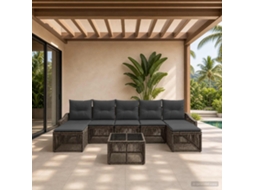 Vidaxl Conjunto De Sofá De Jardim 8 Pcs Cinzento Vime Pe