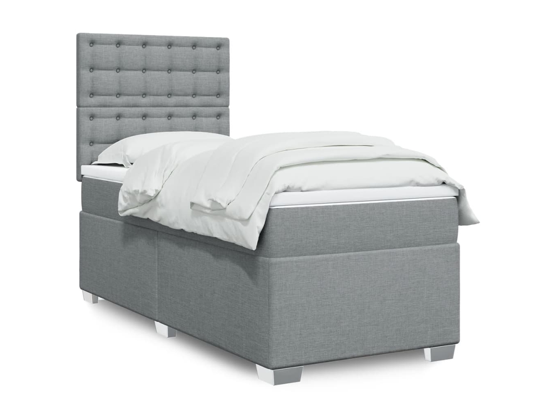 Vidaxl Cama Com Molas/colchão 80x200 Cm Tecido Cinza-claro