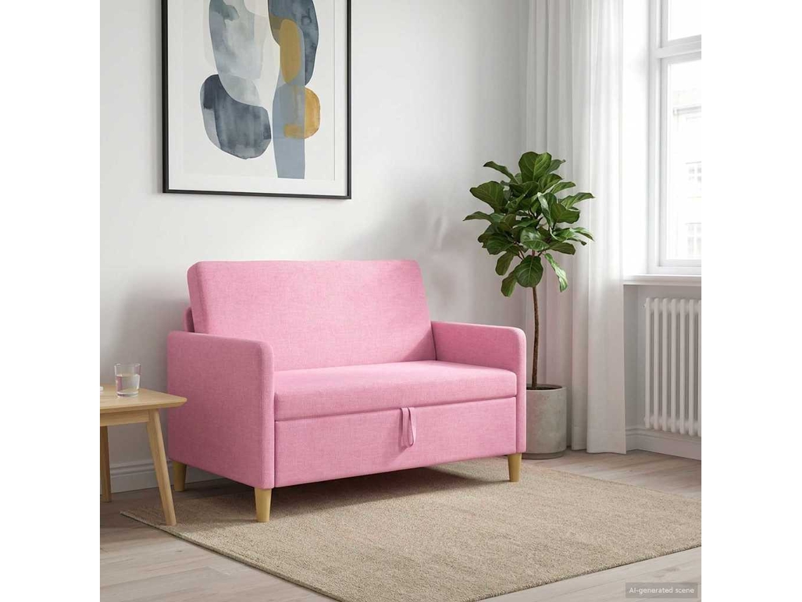 Vidaxl Sofa Com Armazenamento Rosa 122 X 78 X 87 Cm Poliéster