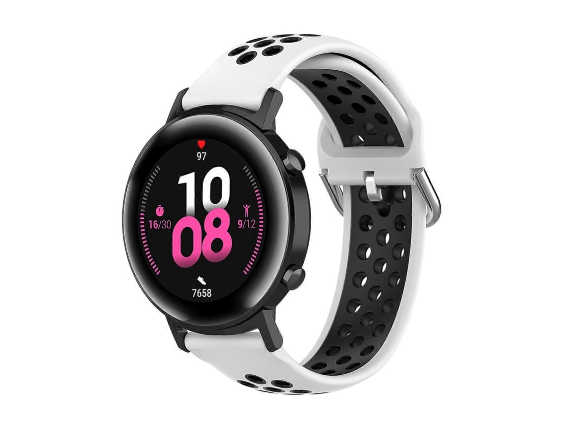 Pulseira De Silicone Com Fivela Interna Para Huawei Watch Gt2e/gt/gt2 De 46 Mm (branca E Preta) - 22 Mm