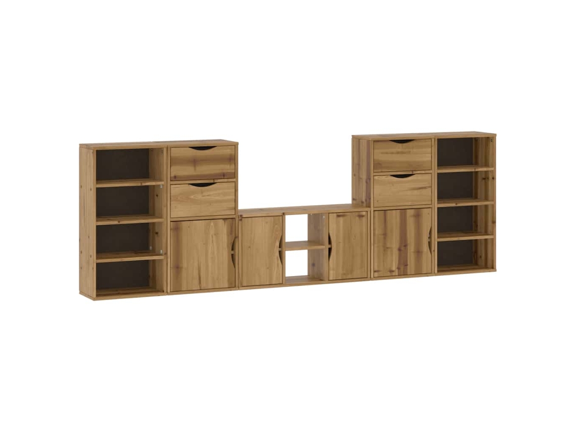 Conjunto 5 Unidade De Tv Com Armazenamento Vidaxl Marrom Madeira De Pinho