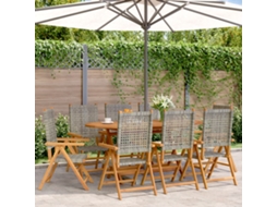 Vidaxl Cadeiras Jardim Reclináveis 8 Pcs Vime Pe/madeira Maciça Cinza