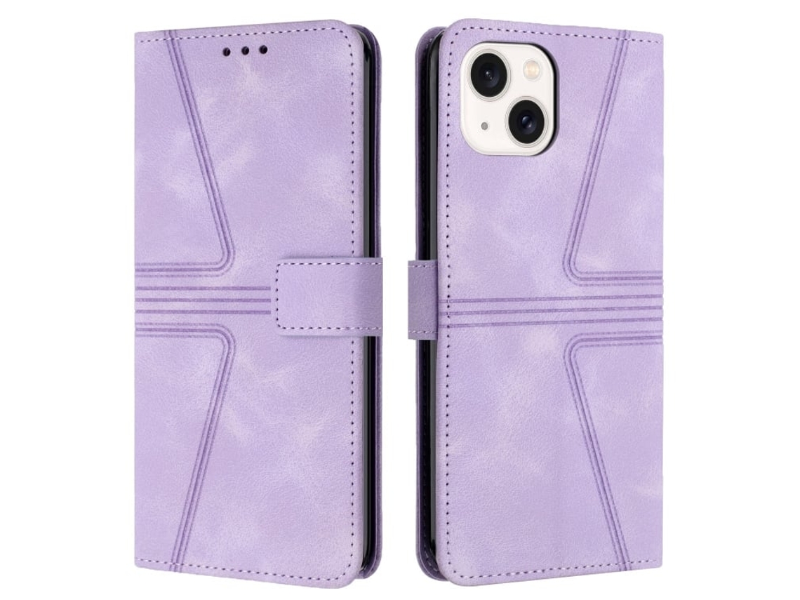 Capa De Couro Para Iphone 15 - Triangular - Cor Sólida