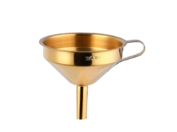 Funil De Aço Inoxidável Com Filtro Removível Para Conservas - Dourado