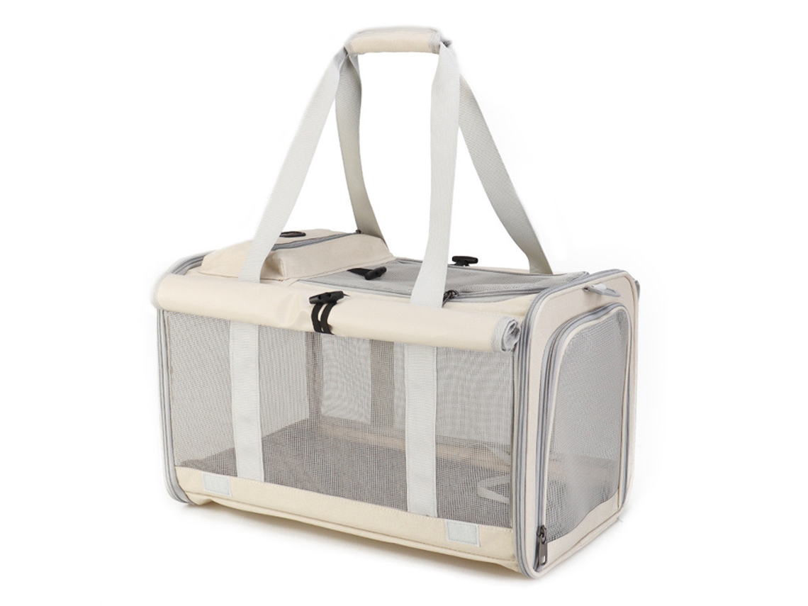 Transportadora Para Gato, Bolsa Dobrável E Respirável Para Animais De Estimação Com Cobertor (bege - 45x29x29cm) Cuich