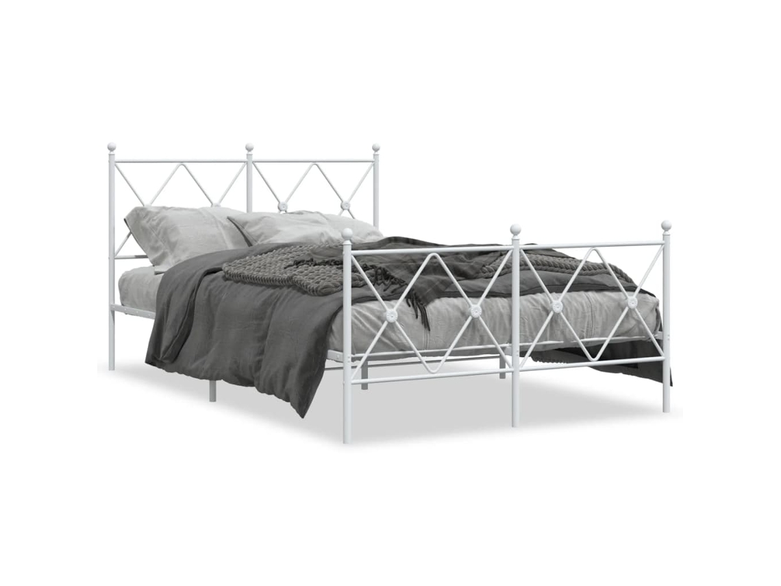 Bed Frame, Bed Frames Vidaxl Branco Aço (120 X 190 Cm)