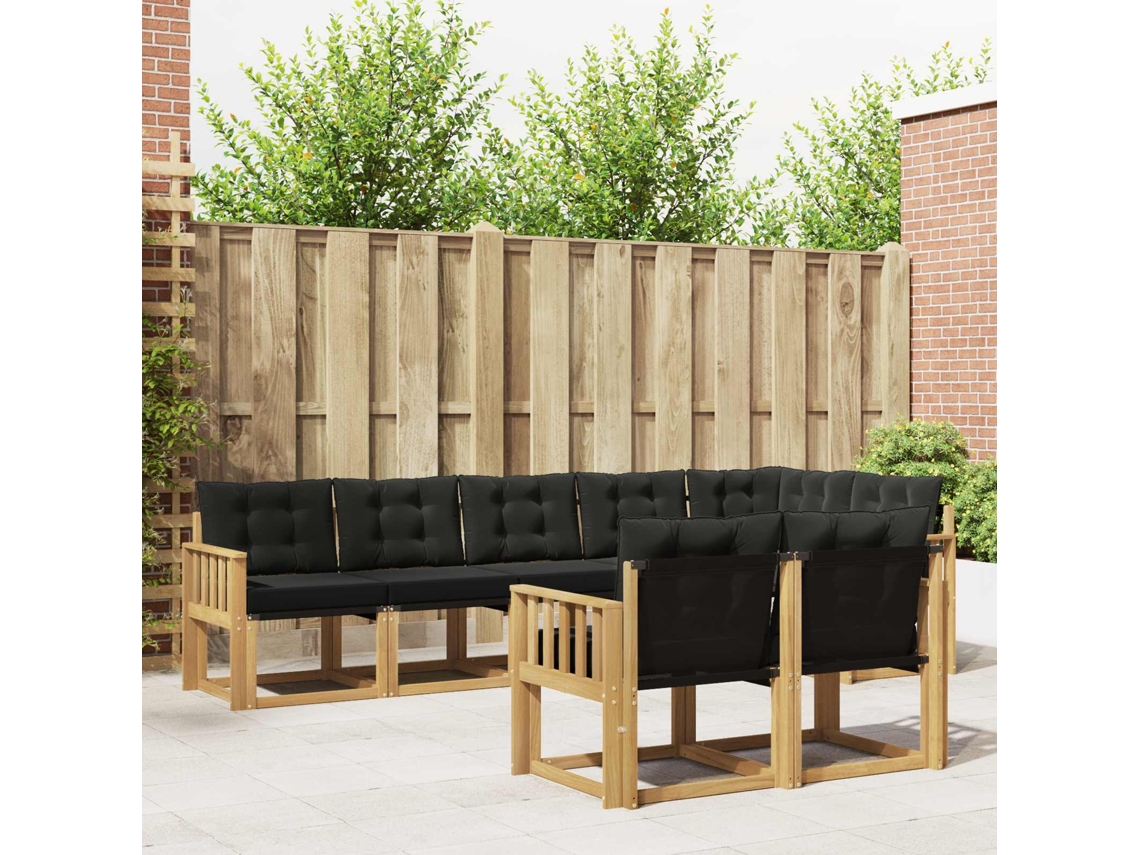 Vidaxl Conjunto De Sofás Para Exterior 8 Pcs Branco E Preto
