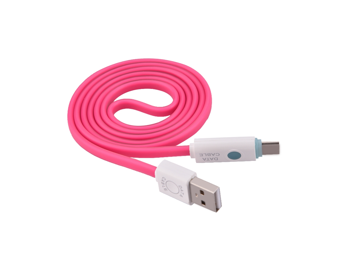 Cabo de Dados LAXISCREED Type c com Luz Vermelho Rosa