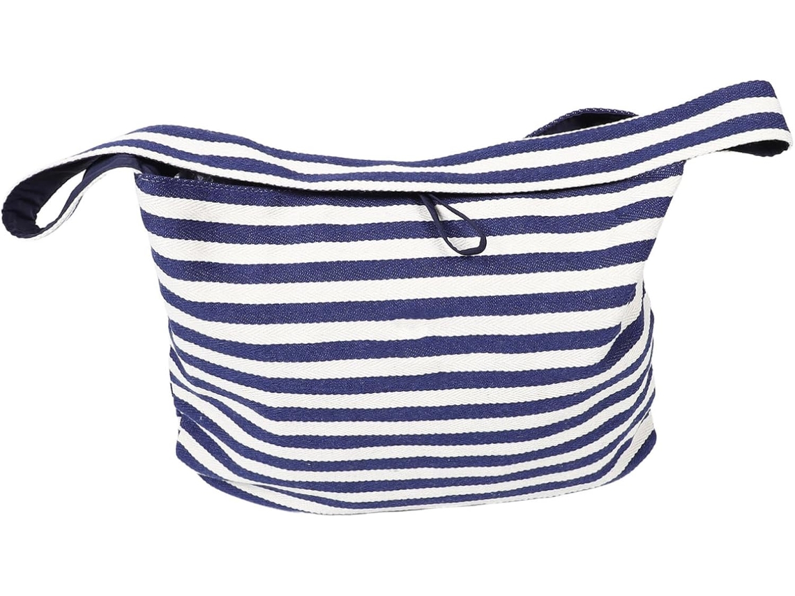 Bolsa Tote Reversível Listrada Com Alça De Ombro, Ideal Para Praia, Compras, Viagens E Bagagem De Mão - Versátil
