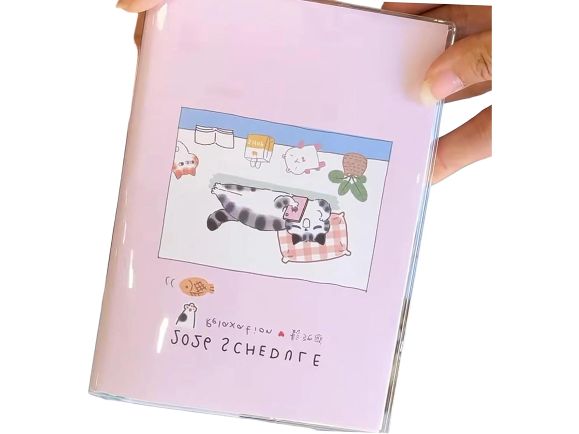 Caderno De Papel Tamanho B6 Com Tema De Gatos E Visão Geral Mensal, Ideal Para Organização.