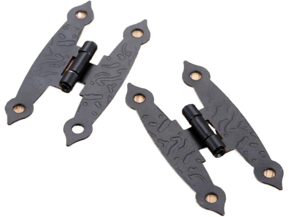 2 Dobradiças + 8 Parafusos Pretos 65 * 33mm 4 Furos Para Móveis E Armários De Madeira