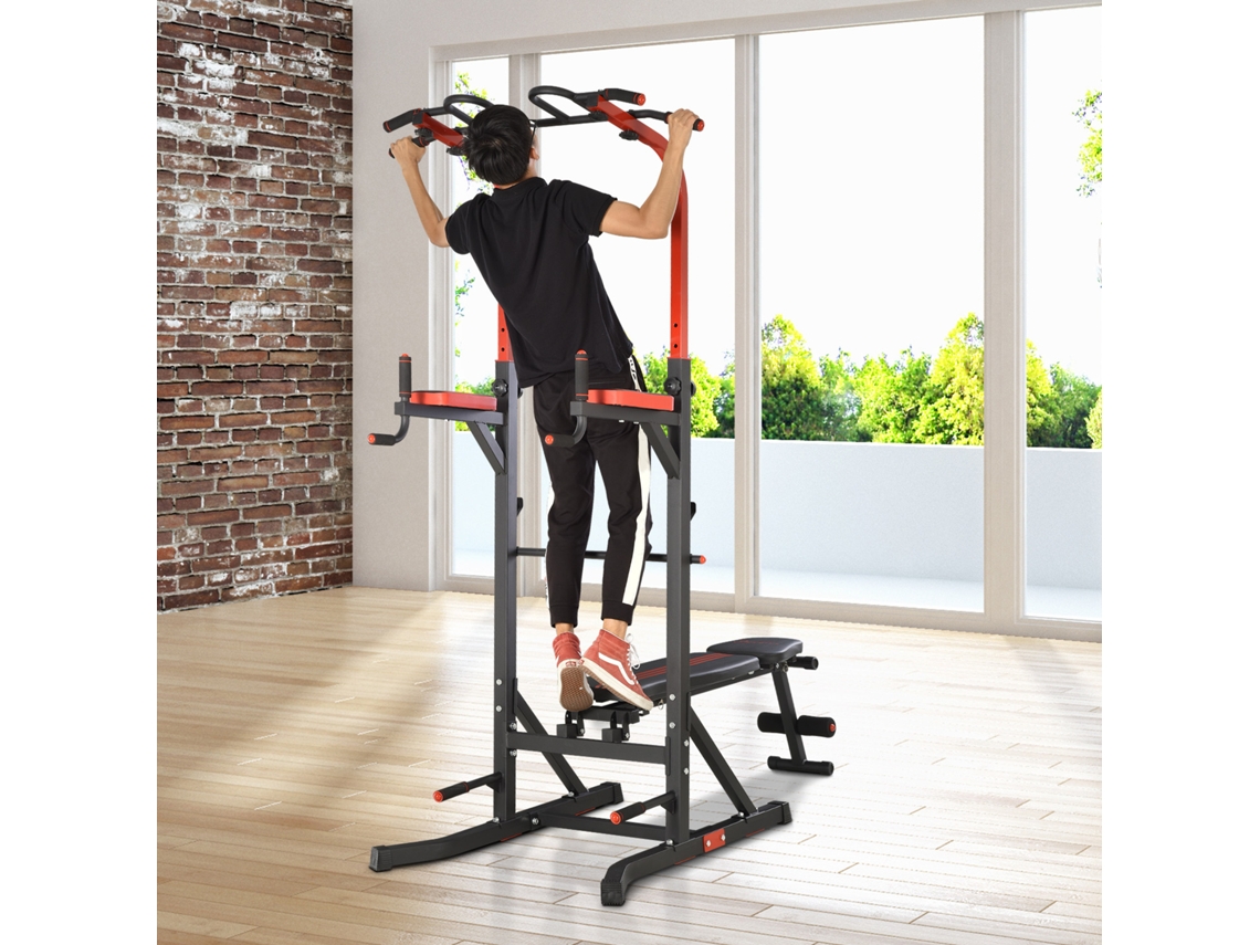 Estação Multiuso Dobrável Para Treino Com Barra Fixa E Cadeira Romana, Dimensões 108x178x202 A 238 Cm