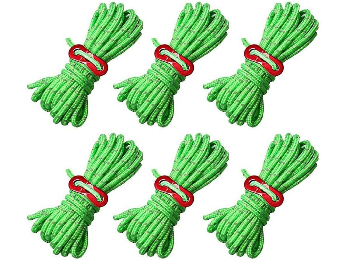 Cordas Refletoras para Tendas Corda Refletora de 4 Mm Camping e Toldos. AQUAFORGE (pacote com 6)