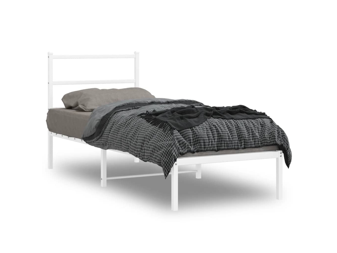 Estrutura de cama sem colchão com cabeceira 75x190 cm branco
