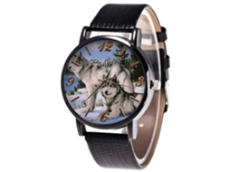 Relógio masculino de quartzo com pulseira de couro PU à prova d'água (preto)