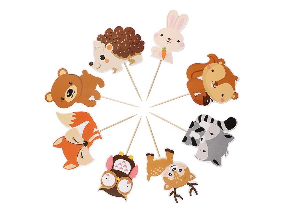 24 Peças De Topo De Bolo De Animais Da Floresta