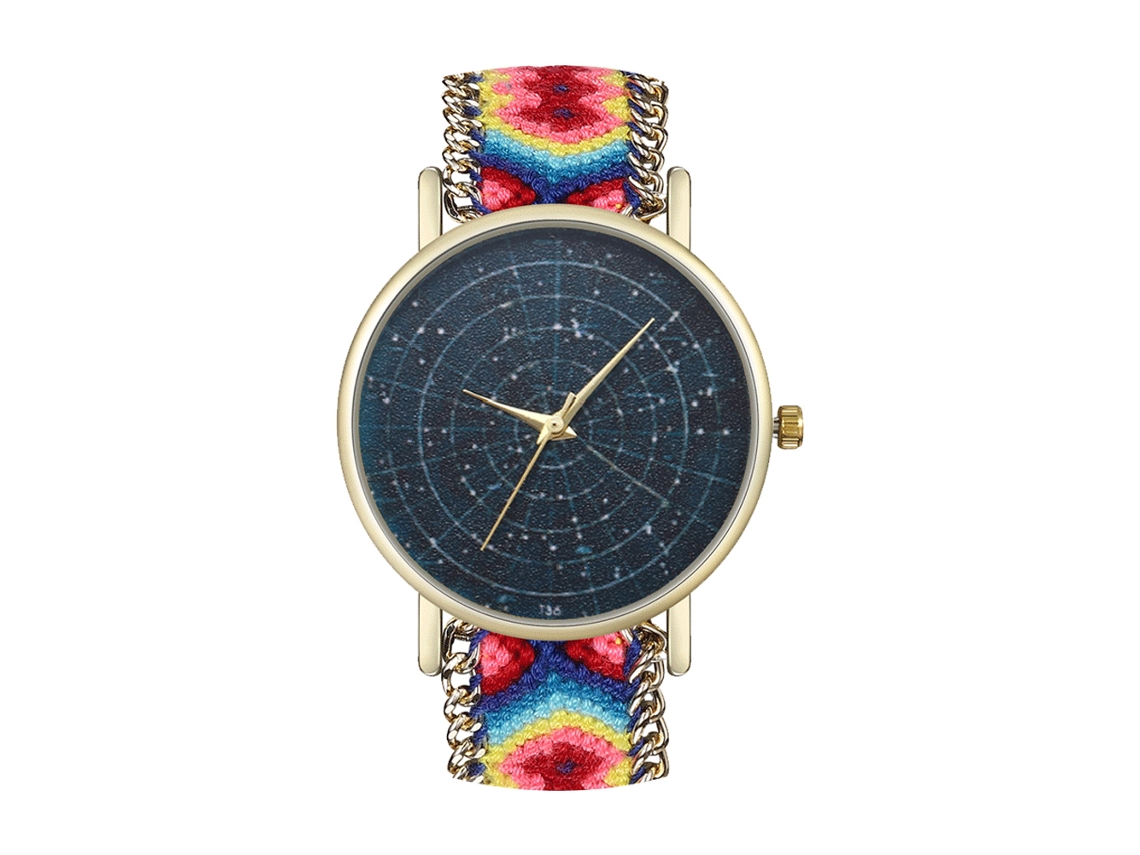 Relógio de Pulso de Quartzo Redondo com Pulseira de Lã Tejida Moda Presente
