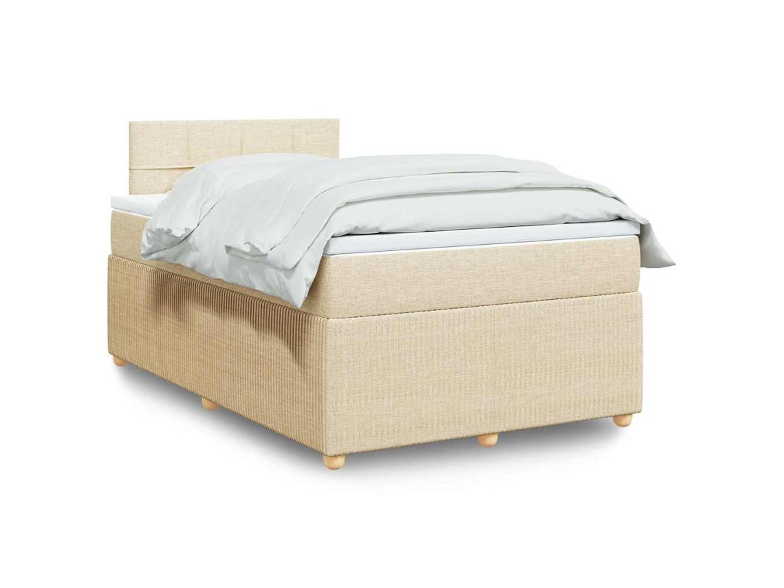 Vidaxl Cama Com Molas/colchão 120x200 Cm Tecido Cor Creme