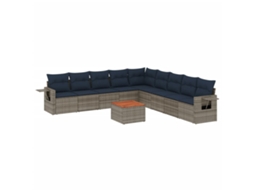 Conjunto de Sofá de Jardim, 10 Peças, Almofadas, Rattan Cinza MAISON EXCLUSIVE
