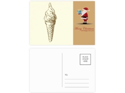 Conjunto de 20 Cartões postais do Papai Noel com Estampa Sorvete Marrom 14,6 X 9,8 Cm