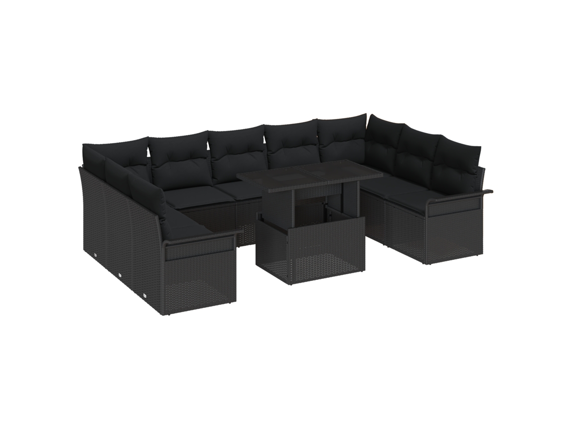 Conjunto 10 De Sofás De Jardim Com Vidaxl E Almofadas Por  Preto Vime Pe