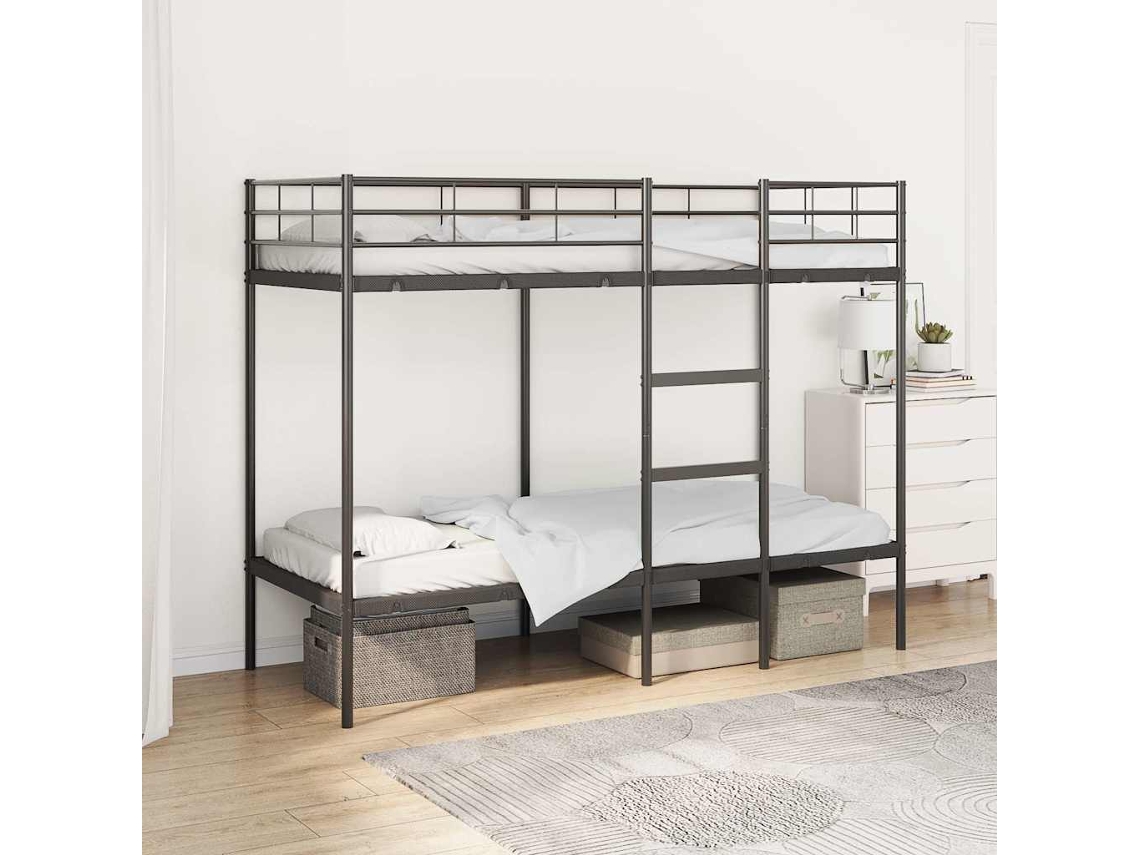 Vidaxl Beliche Sem Colchão 75x190 Cm Aço Preto