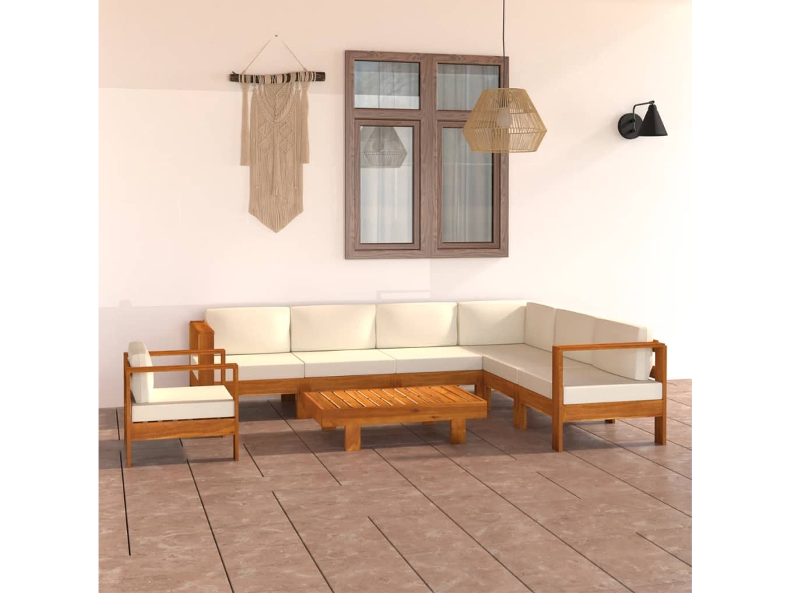 Vidaxl Conjunto De Lounge De Jardim Com 8 Peças E Almofadas 100x60 Cm Madeira De Acácia