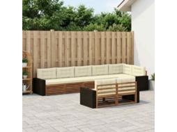 Vidaxl Conjunto De Sofás Para Exterior 8 Unid. Natural E Creme
