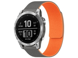 Bracelete para Garmin Fenix 8/7/6/5 silicone magnético textura de lichia cinza laranja XIAOMOYU (22mm)