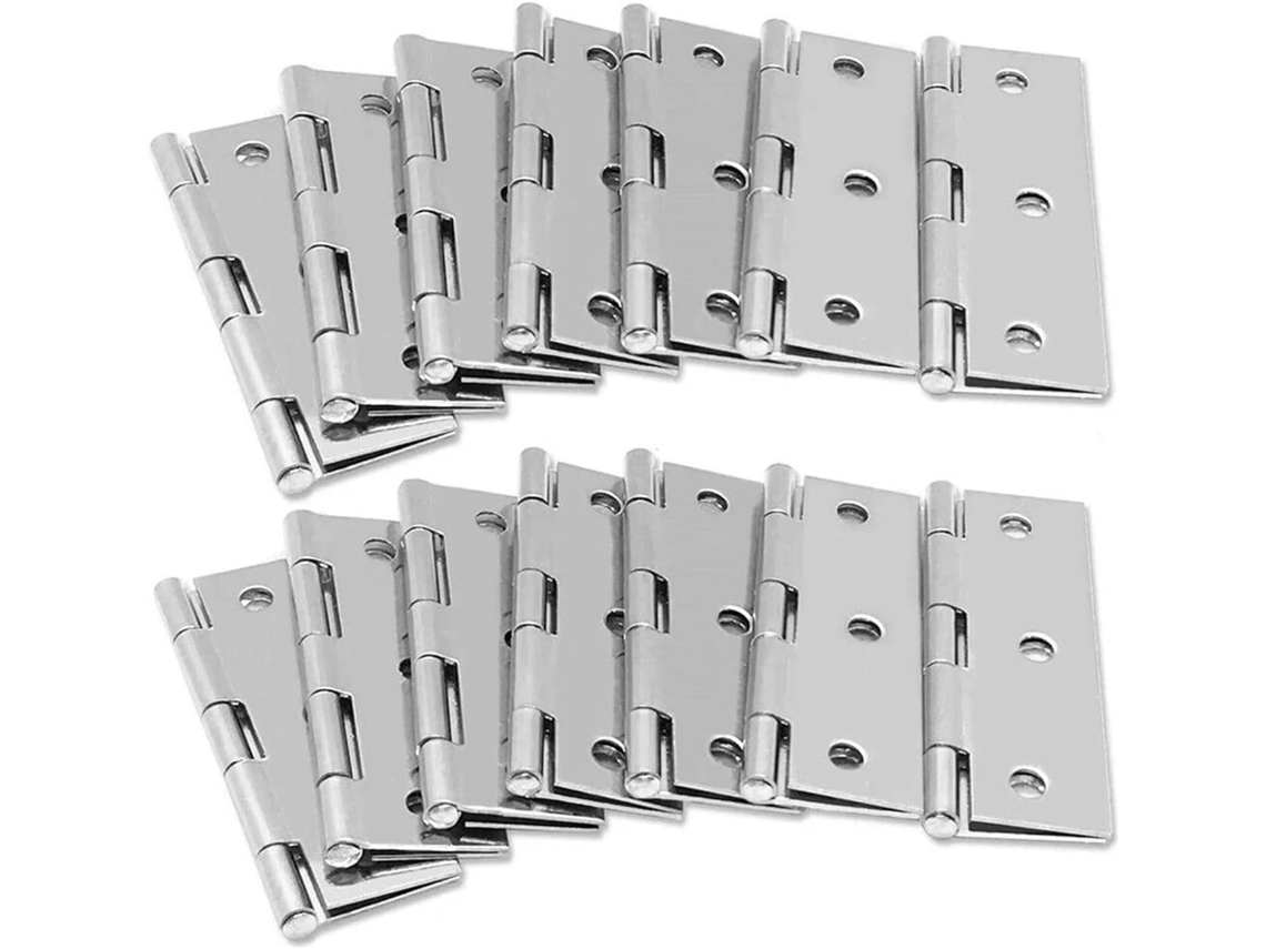 Conjunto De 10 Dobradiças Planas Aço Inoxidável 7,6 Cm (3 Polegadas)