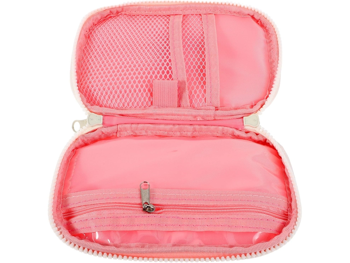 Kit Médico De Viagem Em Nylon, Com Compartimentos, Rosa