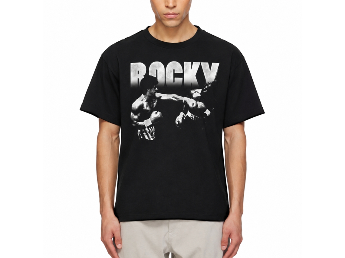 Rockinstone Rocky Movie Knockout Black Adult T-shirt Size:s