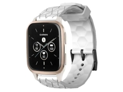 Pulseira De Relógio Lurelia Para Garmin Forerunner Sq2 Music 20 Mm Padrão De Futebol Cor Sólida Em Silicone Branco