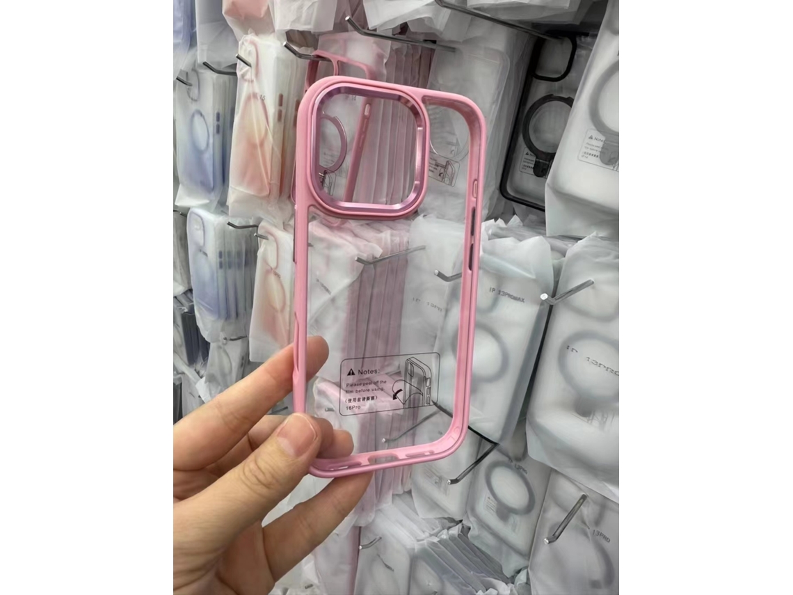 Capa Para Iphone 17 Pro Rosa Com Proteção De Lente Em Metal, À Prova De Choque E Transparente.