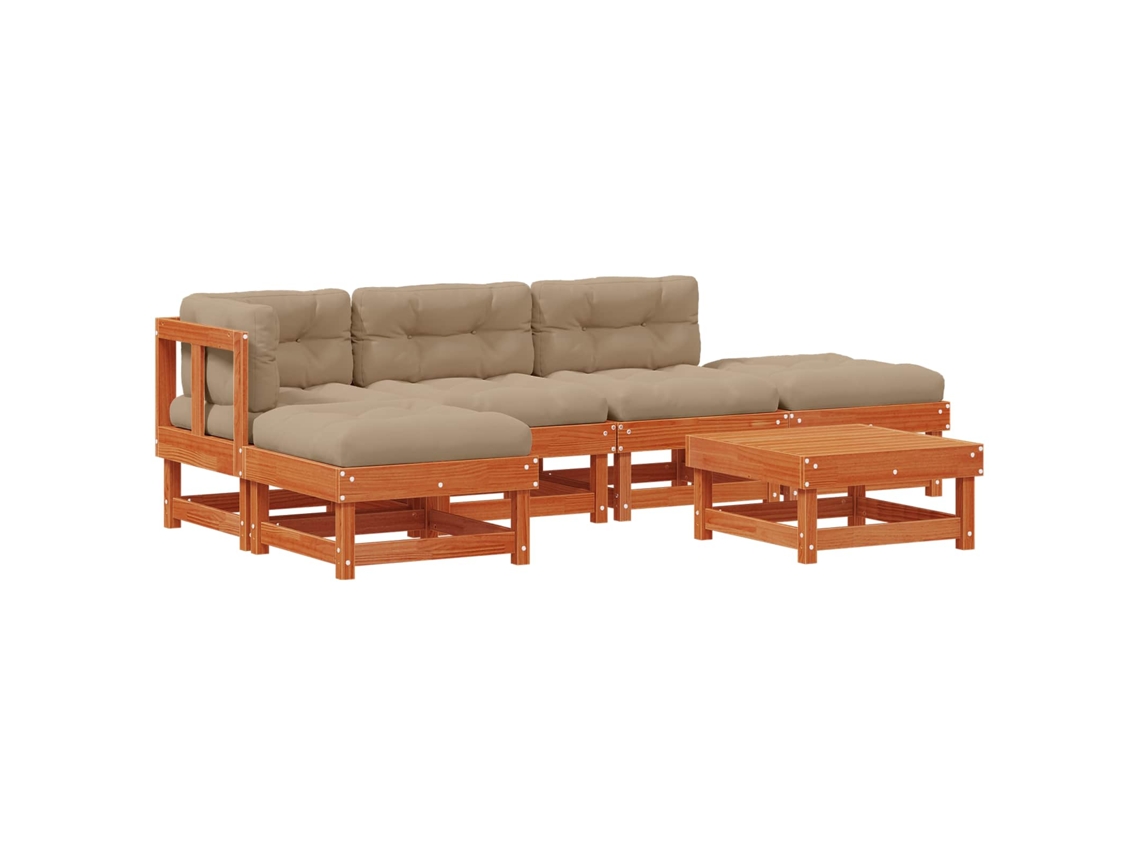 Maison Exclusive - Conjunto De Lounge De Jardim 6 Pcs Castanho Encerado