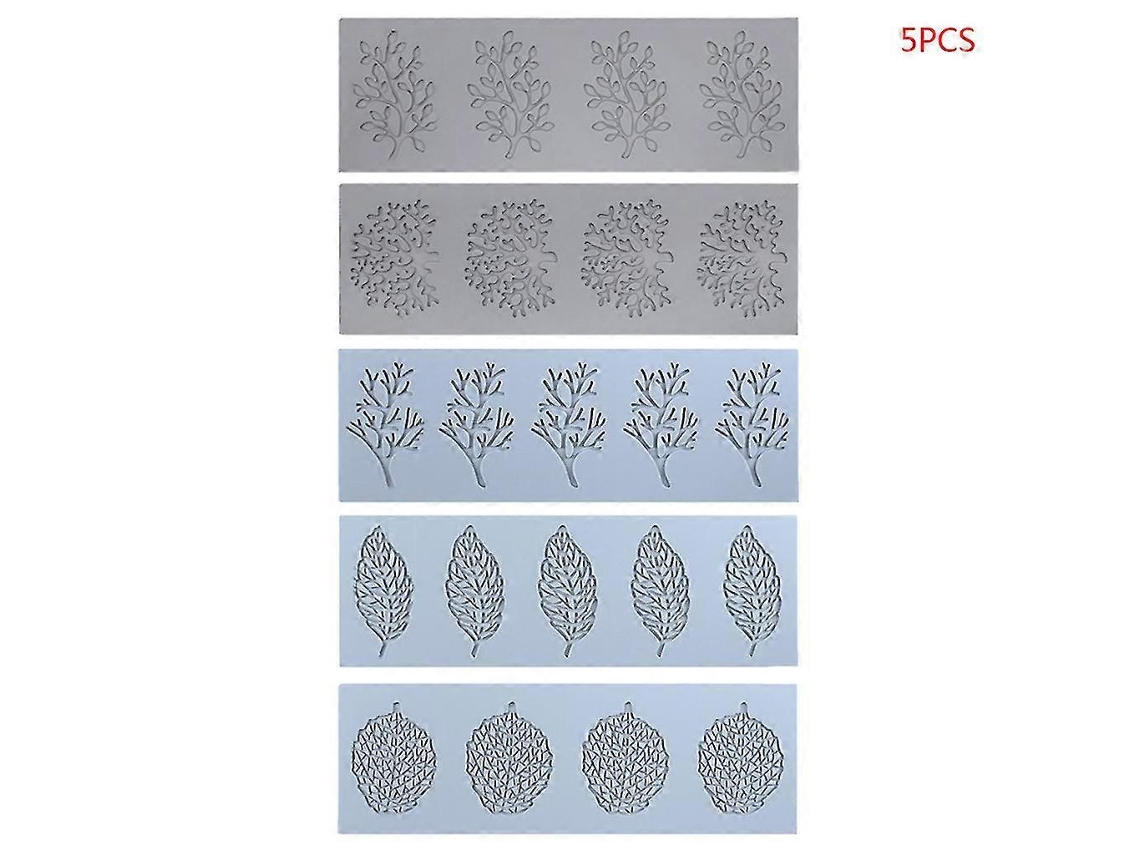 Pacote Com 5 Moldes Para Bolo Em Formato De Folha De Coral E Renda, Molde Para Fondant Em Folha De Silicone Para Sugarcraft Aquaforge