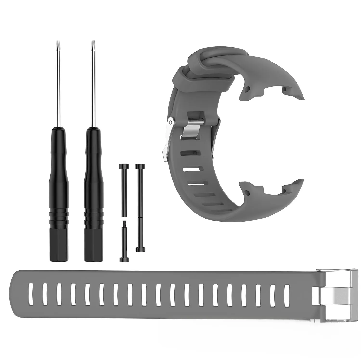 Pulseira para Relógio Suunto D4 D4i Novo, Pulseira de Mergulho em Silicone Macio CZHHMART Cinza