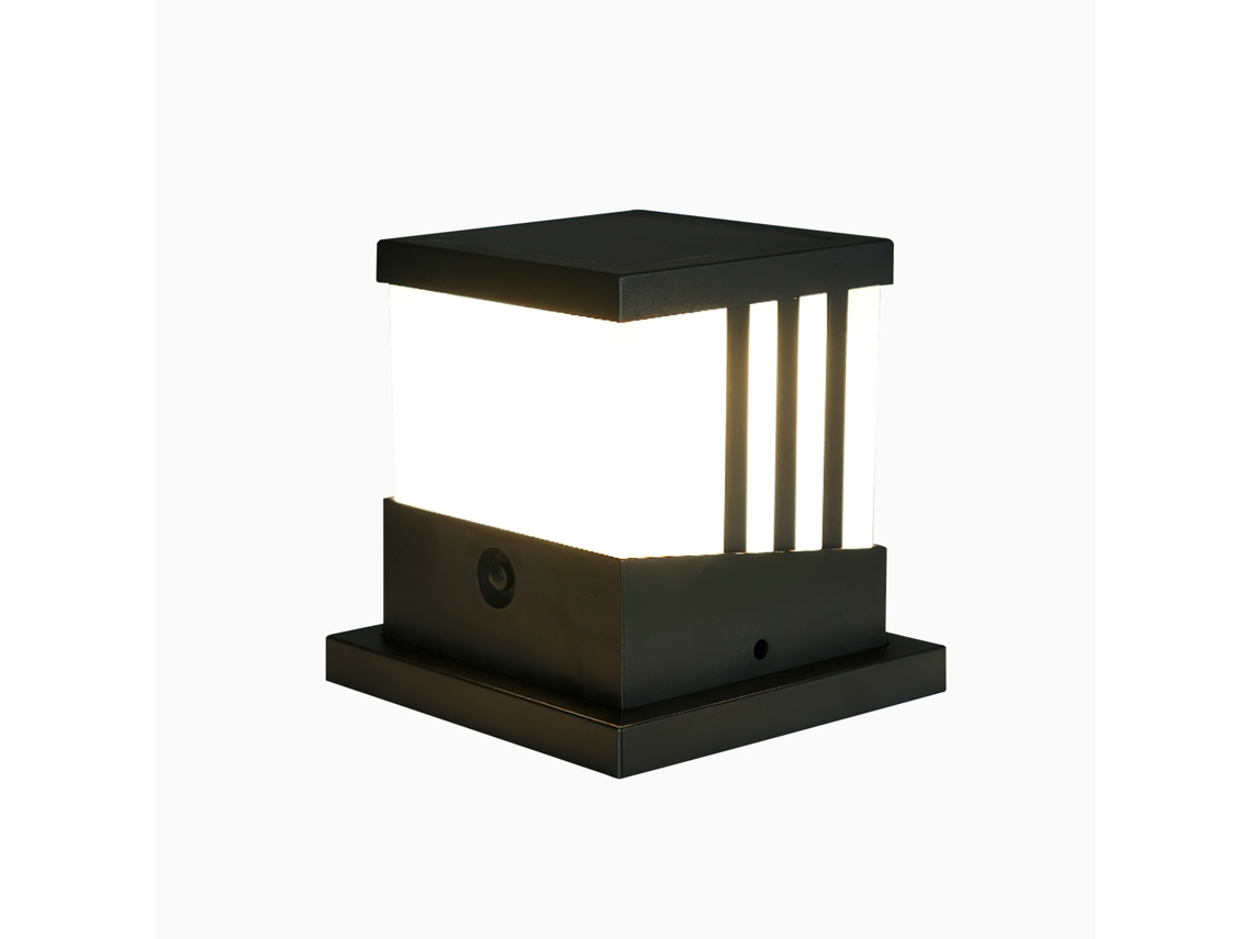 Poste de Luz Solar Preto Tricolor de 4 5 Polegadas, Jardins e Áreas Externas AQUAFORGE
