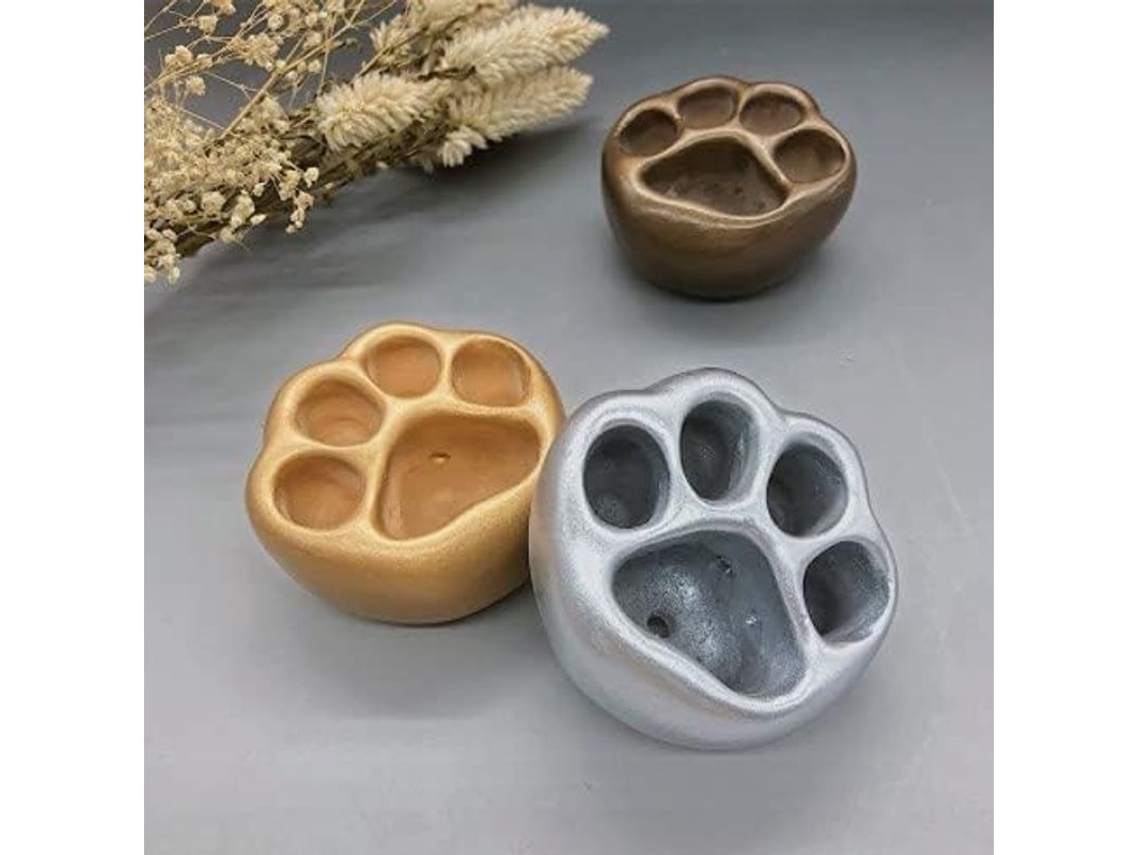 Conjunto De 3 Vasos De Cimento Creativos Com Design De Pegadas Animais Para Suculentas - Minha Contêineres Decorativos
