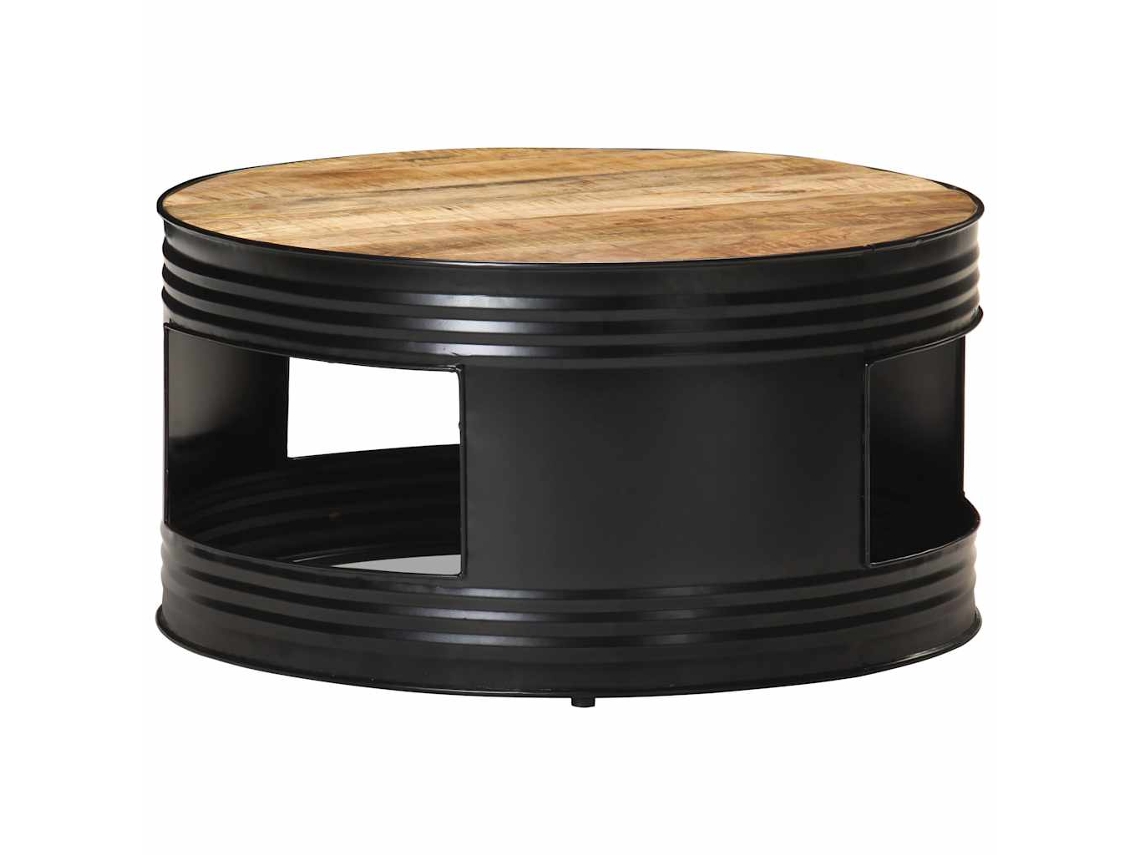 Vidaxl Mesa De Centro 68x68x36 Cm Mangueira Áspera Maciça Preto