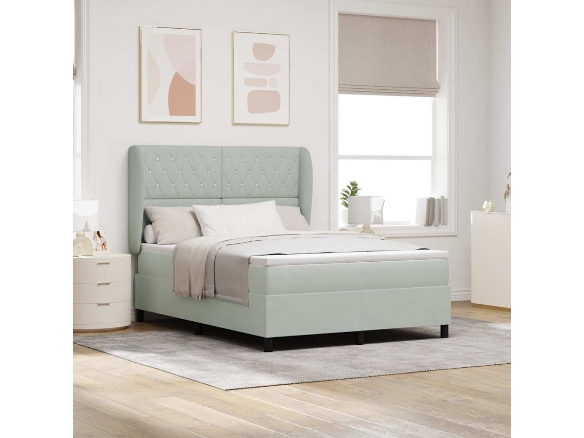 Vidaxl Cama Box Com Colchão Cinzento-claro 200 X 160 Cm Veludo