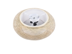 Luminária De Teto, Design Artesanal Em Bambu, Instalação Embutida, Amarelo