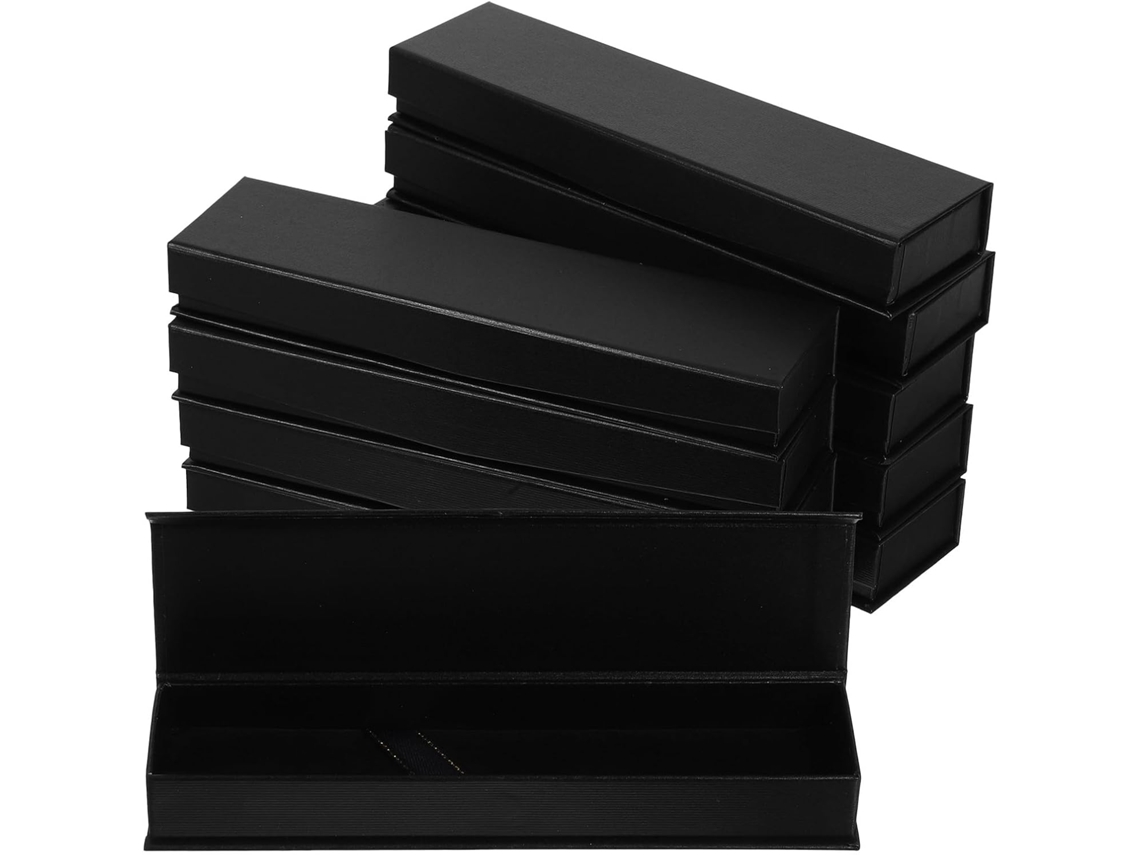 Caixa De Presente Solustre Com 10 Peças, Preta, Para Canetas, Com Tampa Magnética. Embalagem De Papelão E Vazia Para